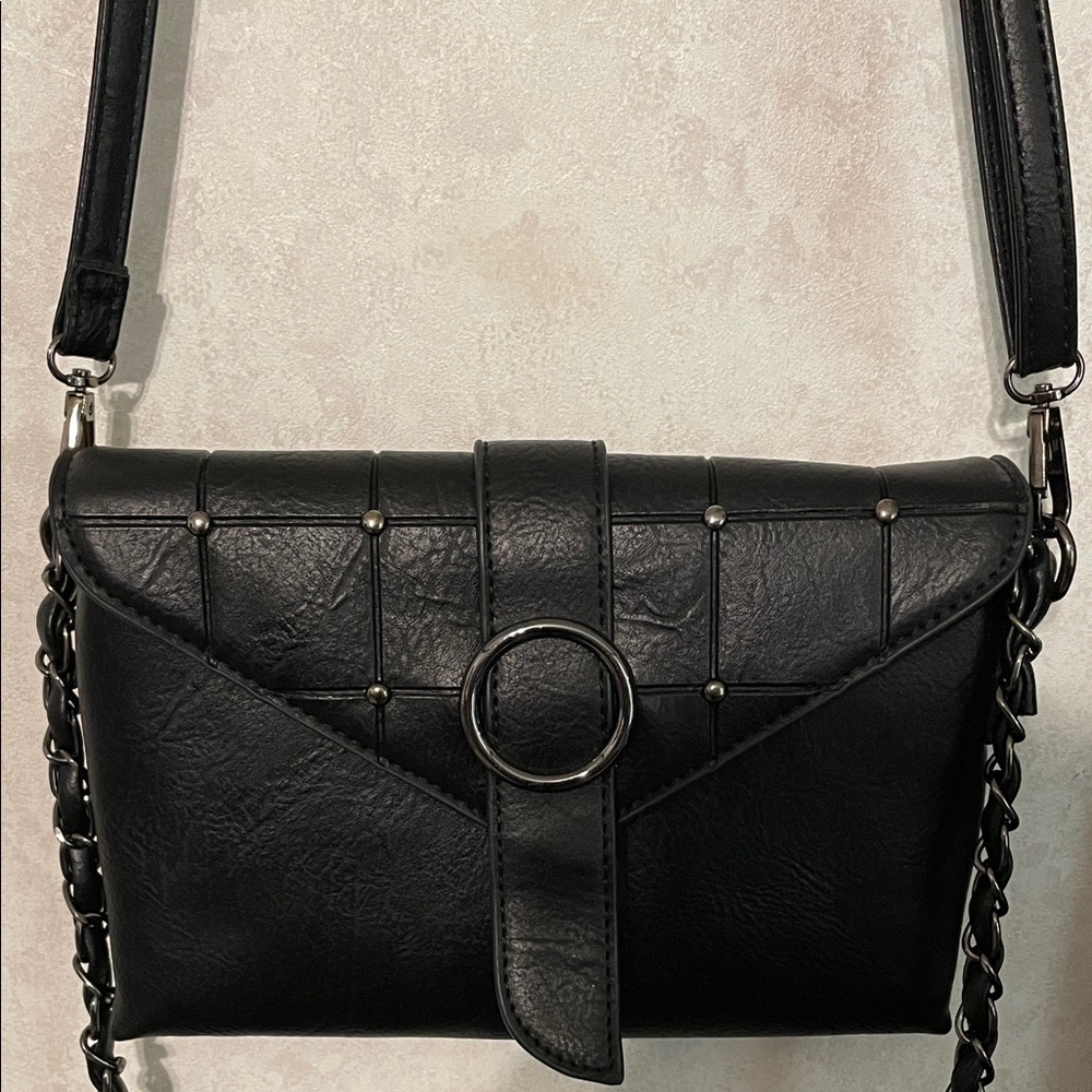 Sam & Hadley Black Purse with 2 Strap Options and Silver accents